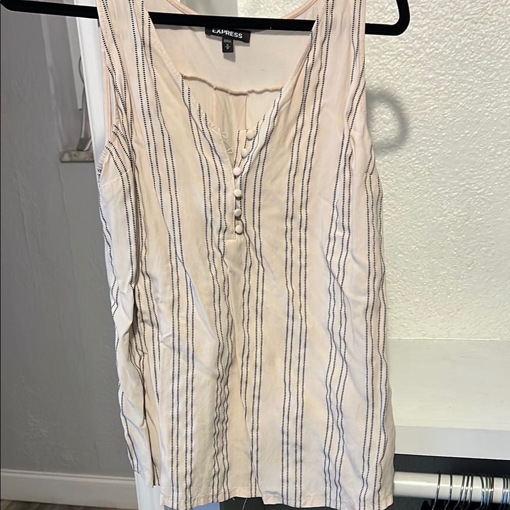 Express Women's Sleeveless Striped Tank - Cream and Black